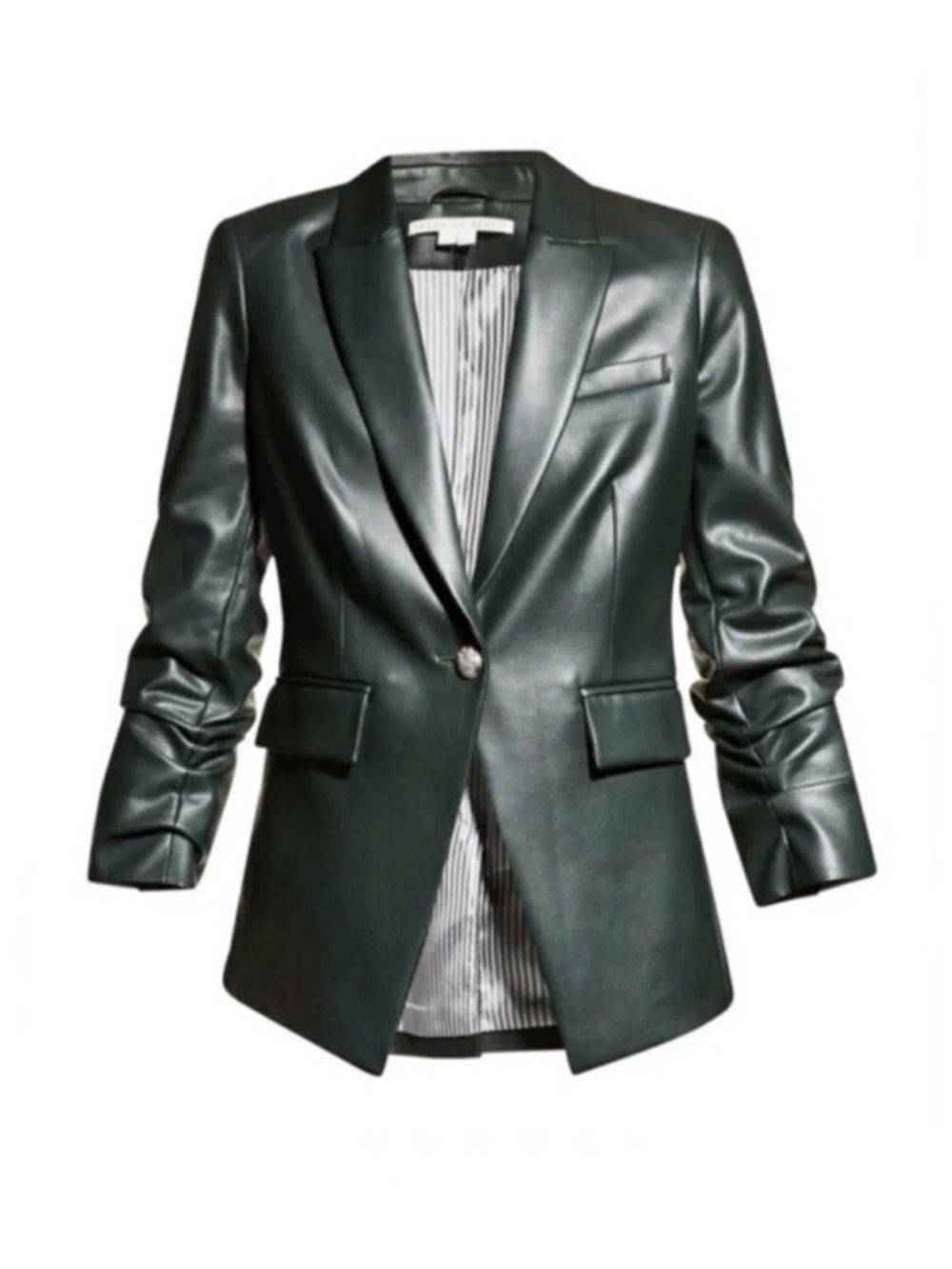 $698 Veronica Beard Vegan Leather Green Hollis Dickey Jacket 10